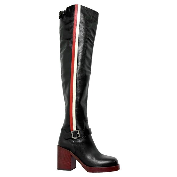 Dior Diorider Over‑the‑Knee Black Leather Riding Boots Size 38/ US 7.5 - 8 - Picture 4 of 11